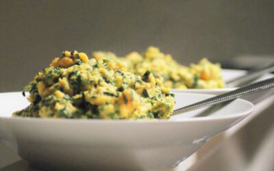 Recept: Stamppotje-Zoete aardappel-Geitenkaas-Spinazie
